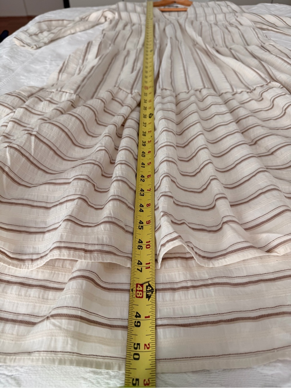 Zara Maxi Dress XS Beige Stripe Cotton Viscose Summer Resort Dress Long Sleeved - Picture 10 of 11